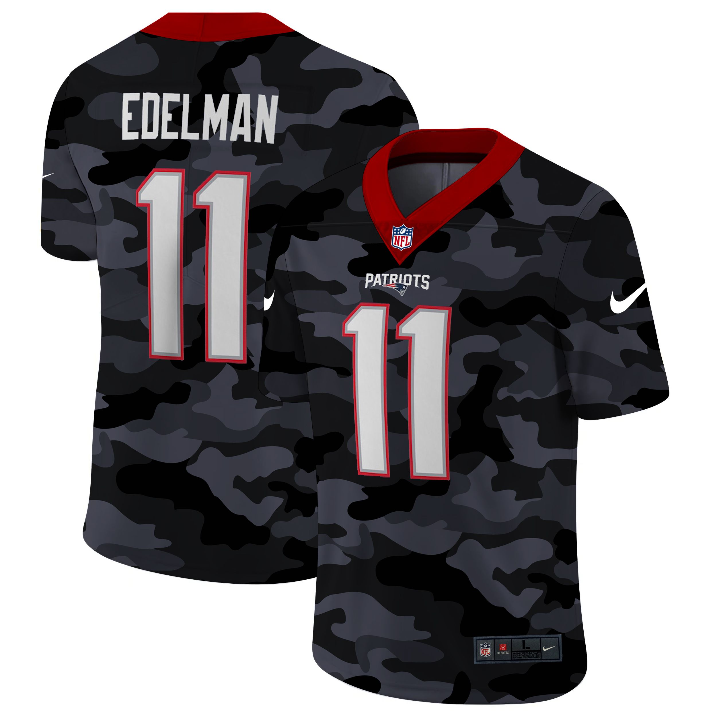 Men New England Patriots #11 Edelman 2020 Nike Camo Salute to Service Limited NFL Jerseys